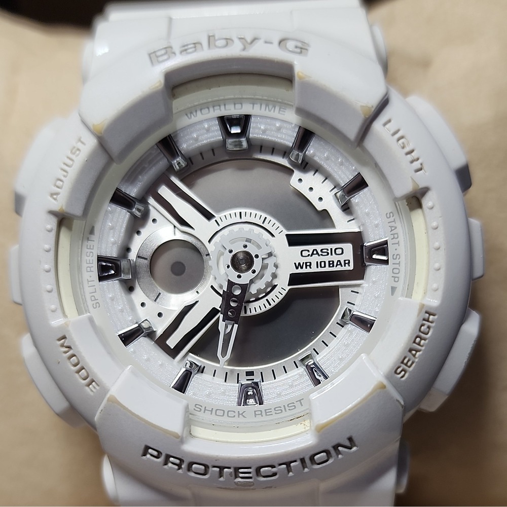 CASIO BABY-G 5338 BA-110 🕙 White x Silver 40 mm Analog Digital 🔋New Battery